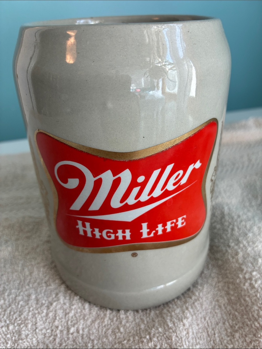 Vintage Gertz Miller High Life Ceramic Beer Stein - Red Accent